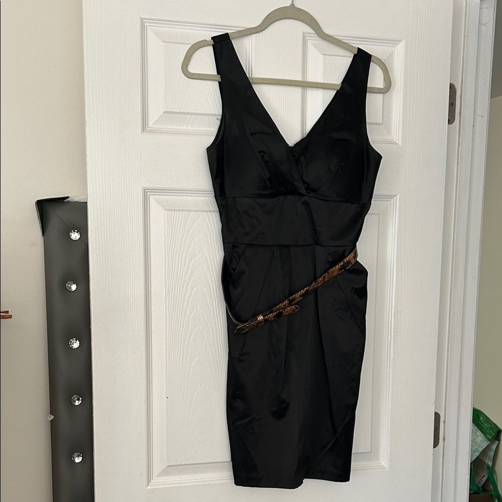 Bisou Bisou Black Mini Dress with Brown Belt
